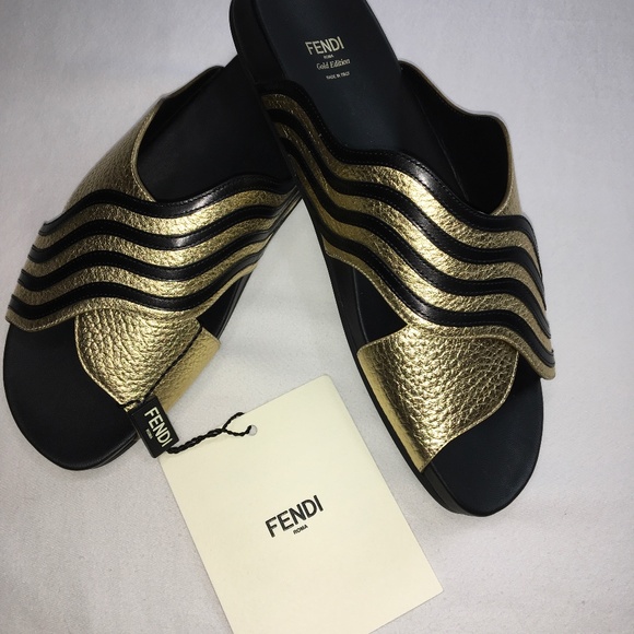 Fendi Gold/Black Edition Sandals - Picture 3 of 11
